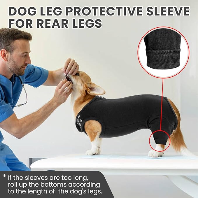 Nanaki Dog Wound Care Shirt,Dog Leg Sleeve to Stop Licking Rear Leg and Abdomen,Pet Surgery Suit Female Spay,Dogs Onesie for Surgery Female Male,Pet Surgical Recovery Suit Female Wound Heal Clothes