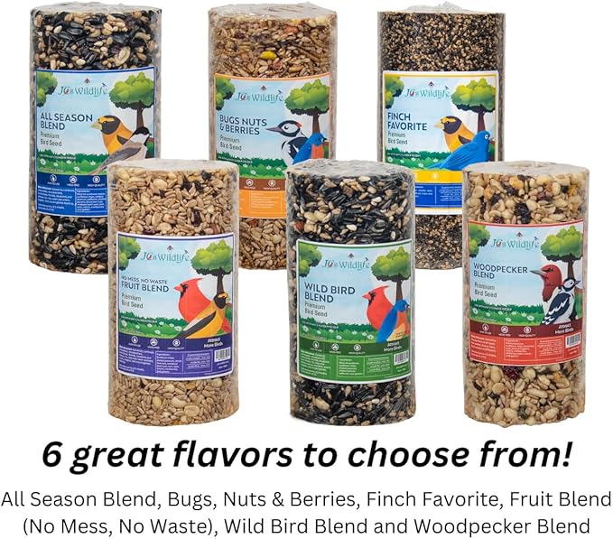 JCs Wildlife No Mess, No Waste Fruit Blend Premium Bird Seed Small Cylinder with Hole, 2 lb (2 Cylinder)