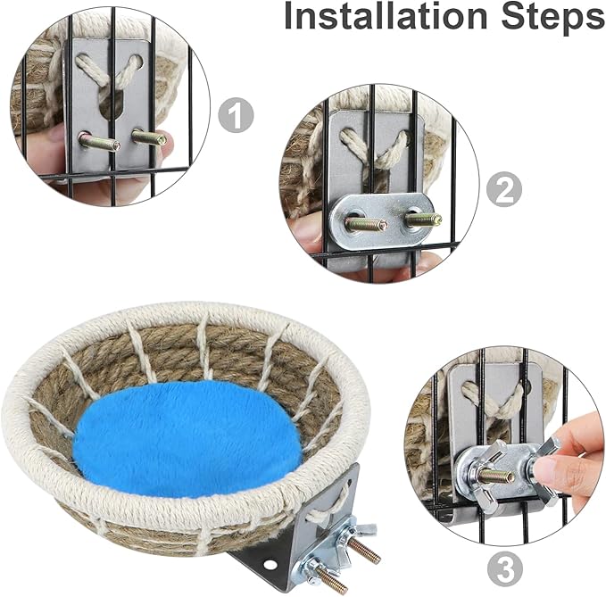 Wontee Bird Nest Breeding Nest Bed Bird Cage House for Parrots Budgies Parakeets Cockatiels Canary Finch Lovebirds (Hemp Rope)