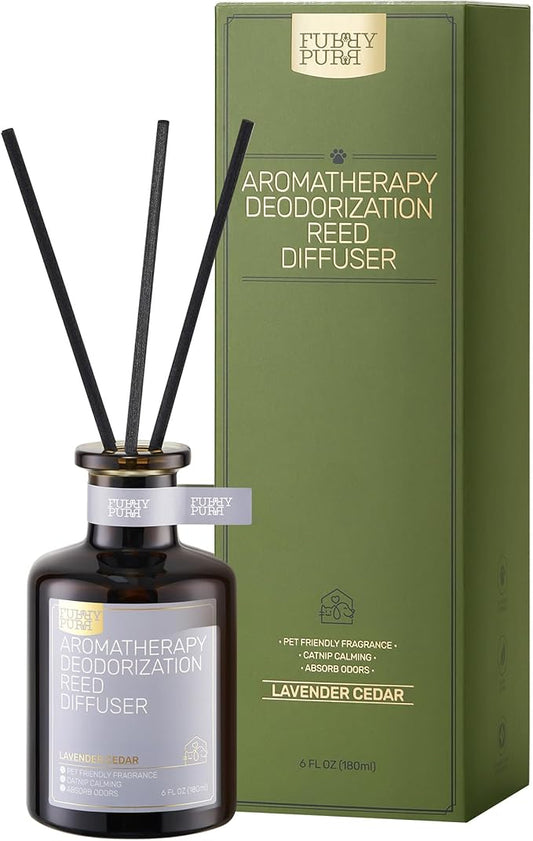 Reed Diffuser for Pet Odor Elimination, Lavender Cedar, Non-Toxic & Pet-Friendly Air Freshening, 6 Oz