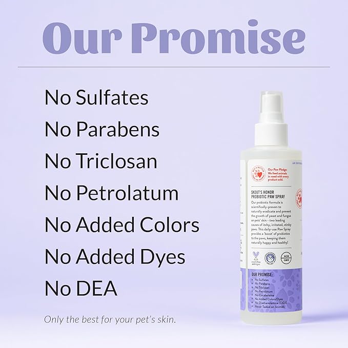 Skout's Honor Probiotic Paw Spray for Dogs - Microbiome-Friendly Certified - Alcohol-Free, Fragrance-Free & Non-Medicated - Supports Healthy Skin & Relieves Itchy, Stinky Paws, 8 oz, 2-Pack