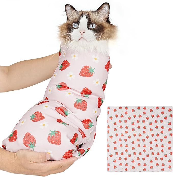 Cat Wrap for Cutting Nails, Self-Adhesive for Grooming, Anti-Scratch Cat Swaddle Wrap for Medicine, Nail Clipping, Teeth Brushing, Ear Cleaning