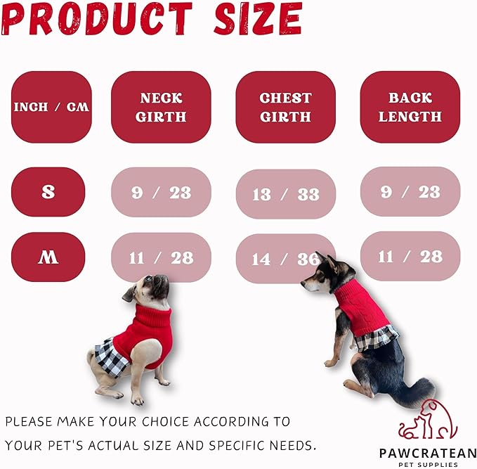 Cute Sweater for Dogs and Cats Soft Flannel Pet Outfit Warm and Cozy Animal Hoodie Small to Large Pet Clothes for Halloween Parties and Everyday Wear (Medium, Red Dress)