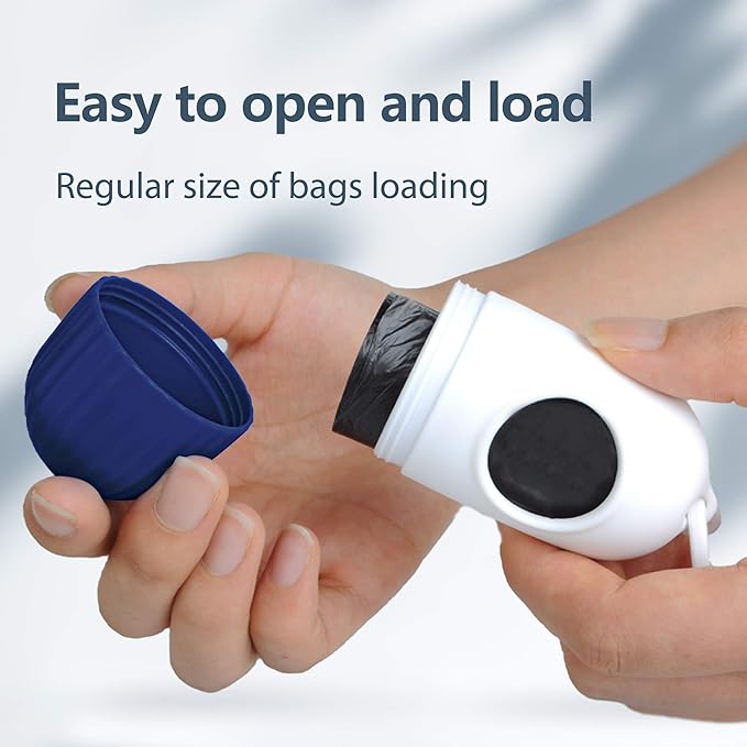 Fida Retractable Dog Leash with Dispenser and Poop Bags, 16 ft Pet Walking Leash for Small Dog or Cat up to 26 lbs, Anti-Slip Handle, Tangle-Free, Reflective Nylon Tape (S, Navy Blue)