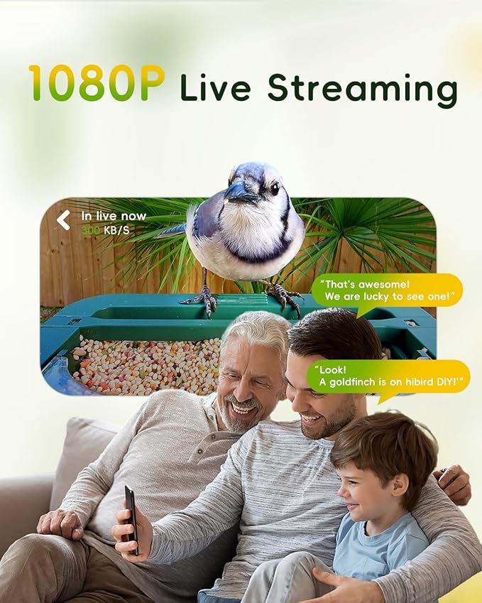Hibird 4K HD Smart Bird Feeder with Camera, 2.4G/5G Dual WiFi Wireless Outdoor, Auto Higher Resolution Bird Video Capture, AI Identify 10000+ Species, 1080P Live Function for Everyone