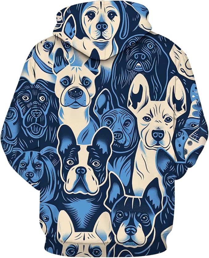Unisex Adults 3D Dog Cat Printed Hoodies for Men Women Pullover Novelty Sweatshirts with Pockets