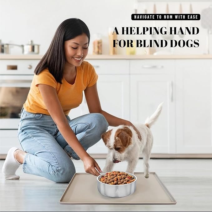 AVERYDAY 18x10'' Dog Mat for Food and Water, Waterproof Silicone Mat with Non-Slip Rubber for Dogs and Cats