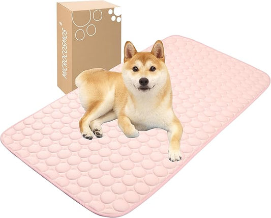 MICROCOSMOS Summer Cooling Mat & Sleeping Pad- Water Absorption Top, Materials Safe, Easy Carry, EZ Clean. Keep Cooling for Pets, Kids and Adults.(Pink, 48" x24")