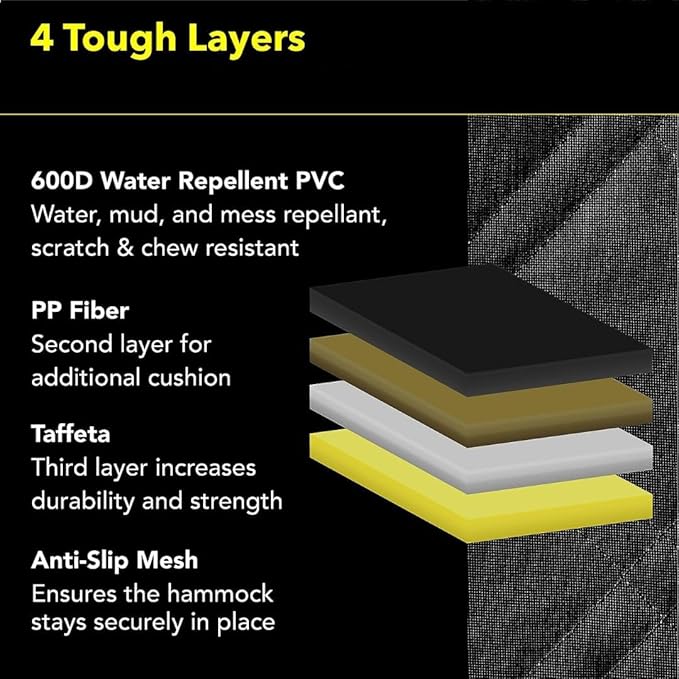 Meadowlark Dog Car Seat Cover with Mesh Window, Heavy-Duty Pet Seat Cover for Back Seat, Extra Padded Non-Slip Dog Hammock, Water-Resistant Back Seat Protector for Cars Trucks and SUVs (54" W x 58" L)