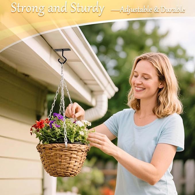 Ceiling Hooks for Hanging Plants: Iron Plant Bracket for Wall Mount - Metal Plant Hanger Indoor Hooks - 4 Pack