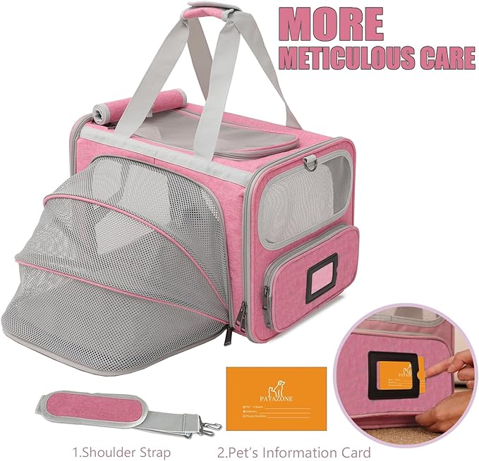 Soft Cat Carriers Pink Small Dog Carrier Airline Approved,Expandable Pet Carrier,Strudy,Ventilated,Soft Sided Pets Carriers Cage,Durable Small Animals Travel Bag Outdoor Carry Kennel