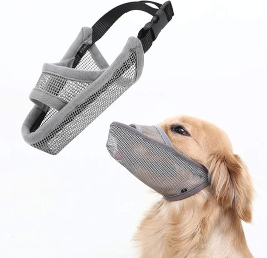 Crazy Felix Nylon Dog Muzzle for Small Medium Large Dogs Poodle Labrador Golden Retriever Doberman, Air Mesh Breathable and Drinkable Pet Mouth Guard for Anti-Biting Chewing Scavenging(L, Grey)