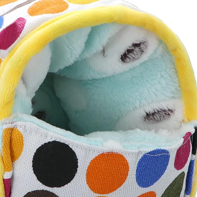 Wontee Hamster Bed Hideout Sugar Glider Hammock Small Animal Warm Bed House for Hamsters Hedgehogs Sugar Glider Gerbils Mice (Medium, Colorful Dots)