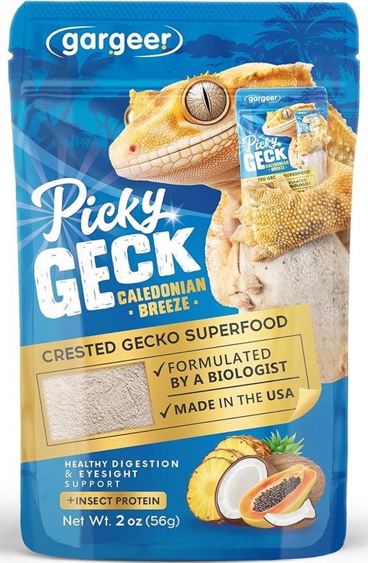 'Picky Geck' Caledonian Breeze - Premium Crested Gecko Food | Tropical Fruit Formula for Digestion & Eye Support | No Fillers - Only Premium Ingredients | 2oz | Made in USA. Enjoy !