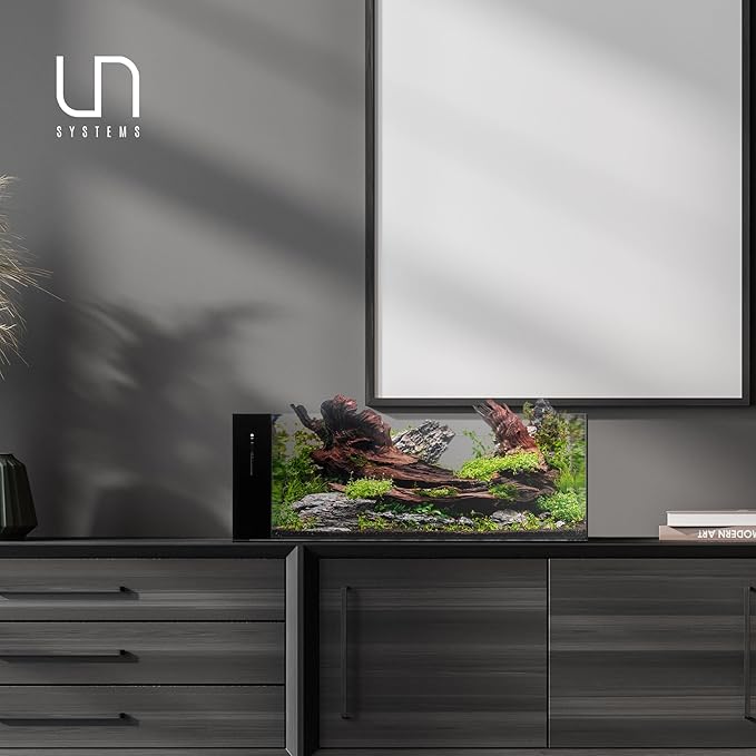 Ultum Nature Systems Dual AIO - Freshwater/Saltwater Compatible All in One Rimless Tank with Triple Chamber Filtration System, Integrated Filter Aquarium w/Leveling Mat - 21 Gallon, 90LA, Black