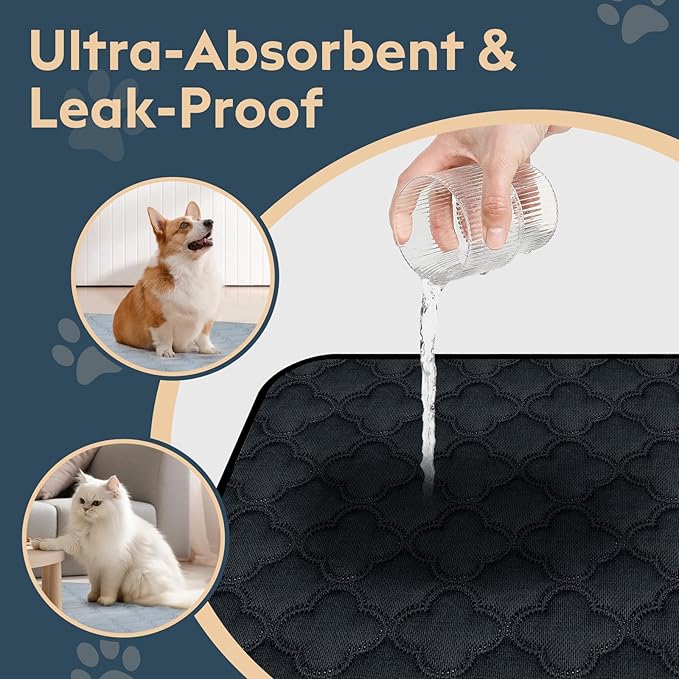 Washable Guinea Pig Cage Liner - 2 Pack Reusable Washable Pee Pads，Waterproof Guinea Pig Bedding for Small Animal - Rabbit Bunny Hamster Puppy (Dark Grey, 24" X 47" - 2 Pack)