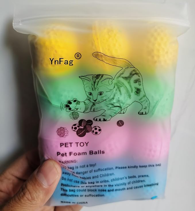 YnFag Foam Soccer Balls Cat Toys for Indoor Cats Cat Balls (12 Pcs Individual Color Balls)