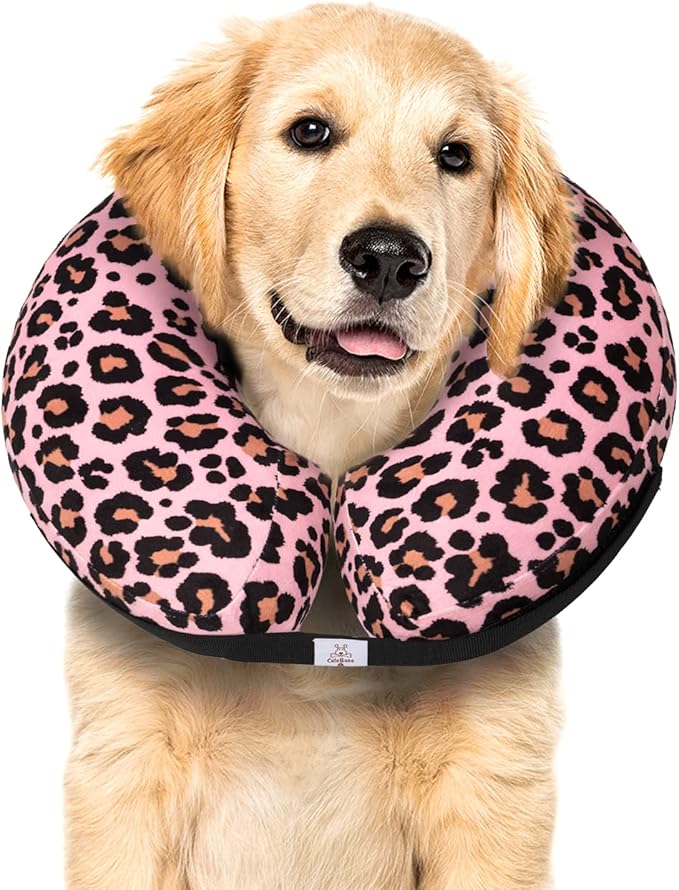 CuteBone Inflatable Dog Neck Donut with Removable Soft Fleece Covers for Small/Medium/Large Dogs and Cats After Surgery GWB10XL