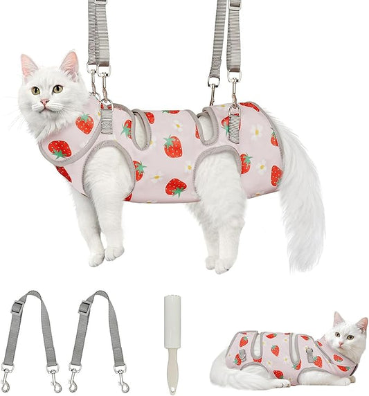 Supet Cat Grooming Hammock, Soft Fabric Nail Clipper Hammock, Self-Adhesive Wrap for Cutting Nails, Quickly Calm Down for Medicine, Teeth Brushing, Ear Cleaning