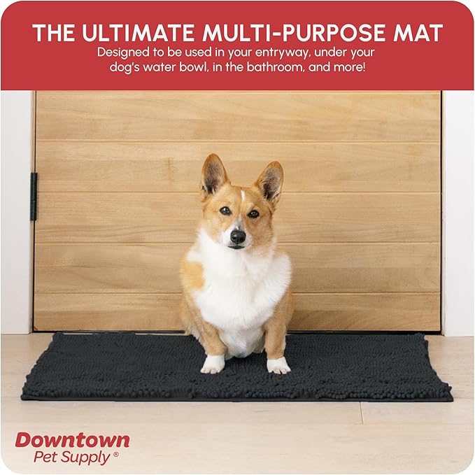 My Doggy Place Microfiber Dog Mat for Muddy Paws, 31" x 20" Charcoal - Absorbent and Quick-Drying Dog Paw Cleaning Mat, Washer and Dryer Safe - Non-Slip Rubber Backed Dog Floor Mat, Medium