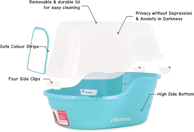 Petphabet Jumbo Hooded Cat Litter Box, Extra Large, Teal