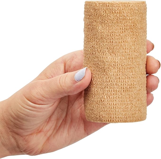 Juvale Elastic Bandage Wrap Self-Adherent Cohesive Tape 6 Rolls - Elastic Cohesive Tape with Stretchable Support - Breathable Vet Wrap for Wrist, Swelling, Sports, Tattoo (4 in x 5 Yds)
