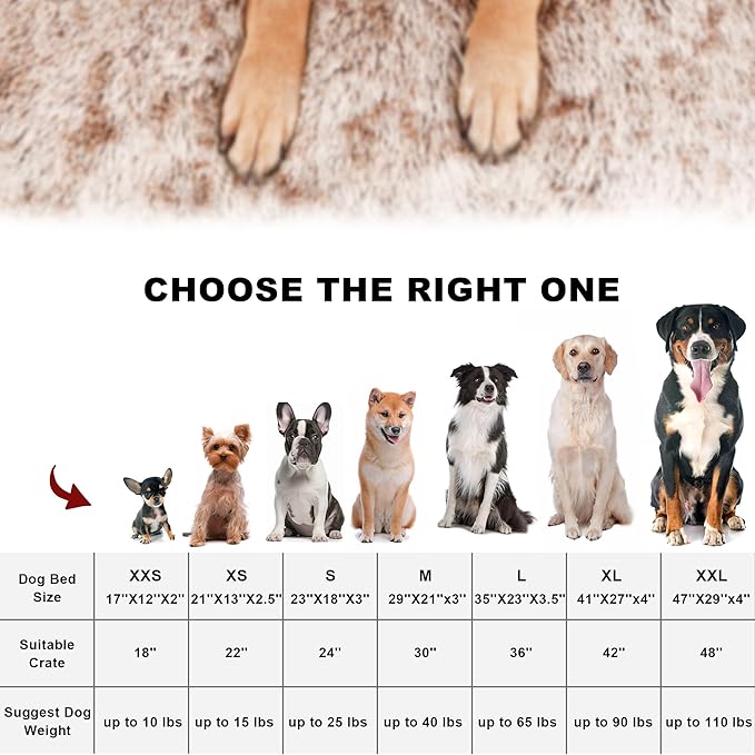 Bedfolks Waterproof Dog Crate Bed,Plush Dog Bed with Removable Washable Cover,Faux Fur Dog Crate Pad for Medium Dogs,Fluffy Dog Kennel Bed 29"x21",Brown