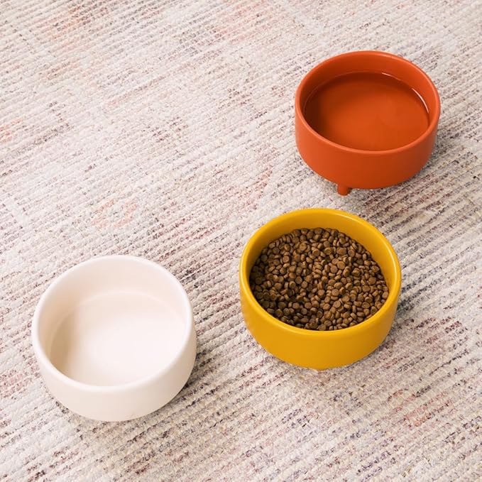 Waggo Uplift Ceramic Dog Bowl for Small Medium and Large Breeds - Heavyweight and Durable Pet Food and Water Dish Crock, Dishwasher Safe, Modern, Elevated Feeder (Buttercream, Large)