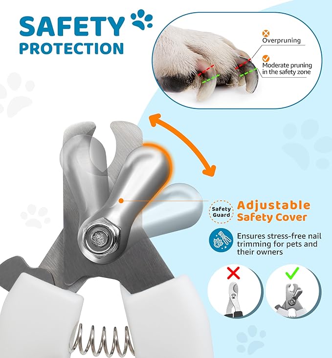 Pet Nail Clippers and Trimmers for Dogs and Cats, Professional Grooming Tool with Safety Guard, Sharp Blades, Free Nail File, Avoid Overcutting, Suitable for Small and Large Pets (Pink)