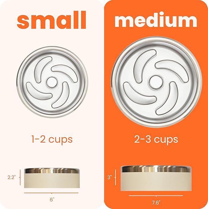 Trot Pets Premium Dog Bowls | Stainless Steel Bowl Set for Small, Medium, or Large Dogs | Non-Slip Food and & Water Slow Feeder | Durable, BPA-Free, Anti-Skid, Dishwasher Safe (Bone, Small)