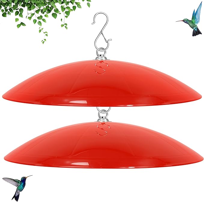 Bird Feeder Dome Guard,Squirrel Baffle for Hanging Feeder,16-Inch Squirrel Cover for Shepherd's Hook in The Outdoors (Red), 2 Pack