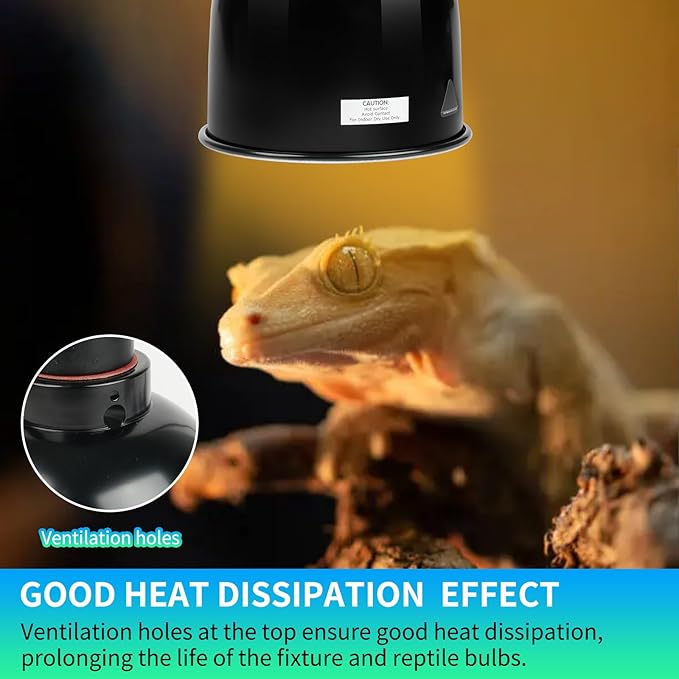 Reptile Light Fixture with Dimming Thermostat, 5.5 Inch Deep Dome Light Fixture with Timer, Reptile Aluminum Dome Fixture for Basking/Heat/UVA/UVB Lamp Bulb