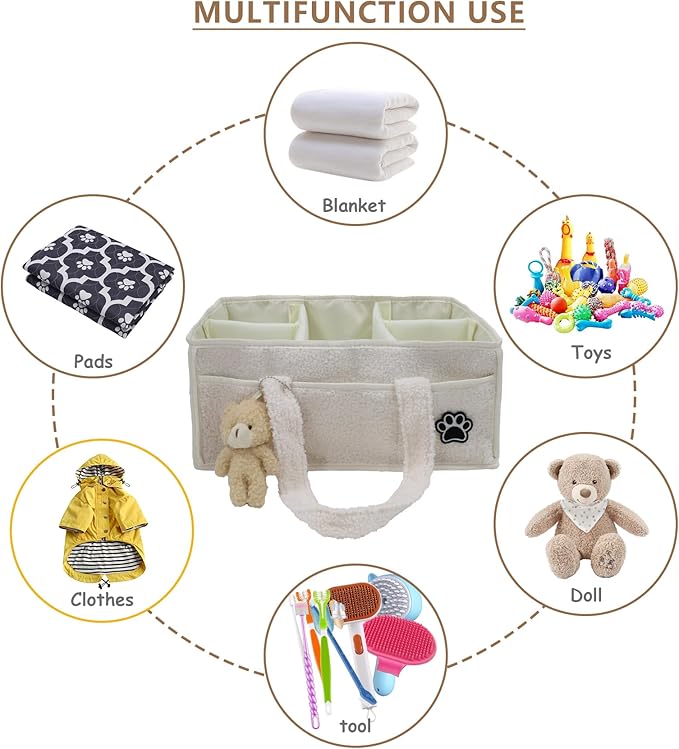 Pet Grooming Tote Bag,Large Capacity Dog Grooming Bag with Sturdy Handles,Multiple Compartments Dogs Travel for Supplies,Portable Pet Tote Organizer for Dogs,Cat Trimmer,Clipper,Combo,Brush