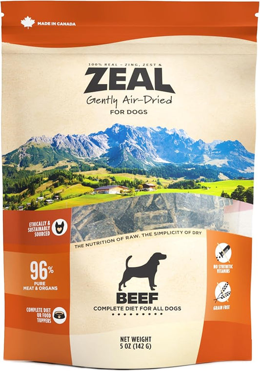 ZEAL Canada Air-Dried Beef Recipe for Dogs - High Protein, Natural Superfoods, Nutrient Rich, No Fillers, Grain Free, Complete & Balanced (Beef, 5 oz)