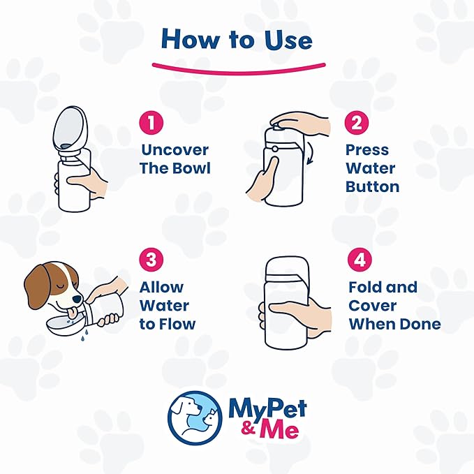 My Pet & Me Foldable Dog Water Bottle - 550ml/18.5oz - Leakproof Travel Bottle for Dogs with Foldable Drinking Bowl - Compact, Lightweight & Durable Hydration Solution for Dogs On-The-Go