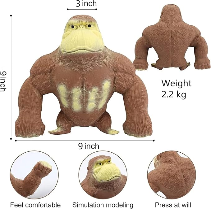 Stretchy Glue-Sand Filled Rubber Gorilla, Soft Decompression Doll, Squishy Monkey, High-Elastic Stretchable, Decompression Toy for Adults and Children