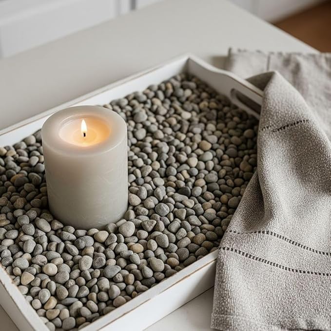 32 oz Jug Multicolor Gray Small River Rock, ½-1½ inch Size, for Indoor Outdoor Decor, vase Filler, Candles, Art, Crafts, Aquariums, Fairy Gardens, planters, tablescapes, terrariums