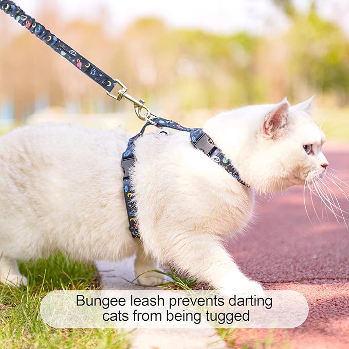 BEAUTYZOO Cat Harness and Leash Set Escape Proof for Walking, Kitten Soft Adjustable Vest Harnesses for Small Medium Large Cats, Easy Control Breathable Plaid Ribbon Nylon for Outdoor Indoor Use