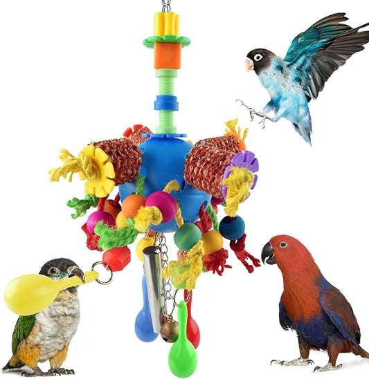 KATUMO Parrot Toys, Parakeet Foraging Shredder Hanging Toys Bird Ball Treats for Conure Mini Macaw Cockatiel Lovebird Small-Medium Birds