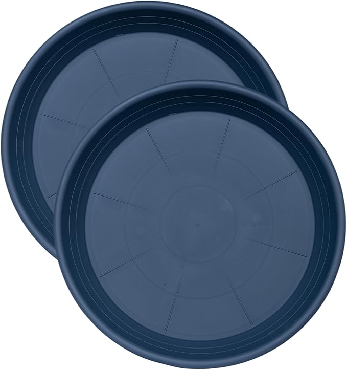 2 Pack of Plant Saucer 12 inch, 12 inch Plastic Plant Drip Trays, Heavy Duty Plant Trays for Indoors no Holes, Plant Water Tray for Planters (Blue)