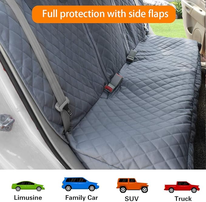 Honest Dog Car Seat Covers, Dog seat Cover with Side Flap for Cars, Trucks, and Suv's - Waterproof & Nonslip Pet Seat Cover for Backseat