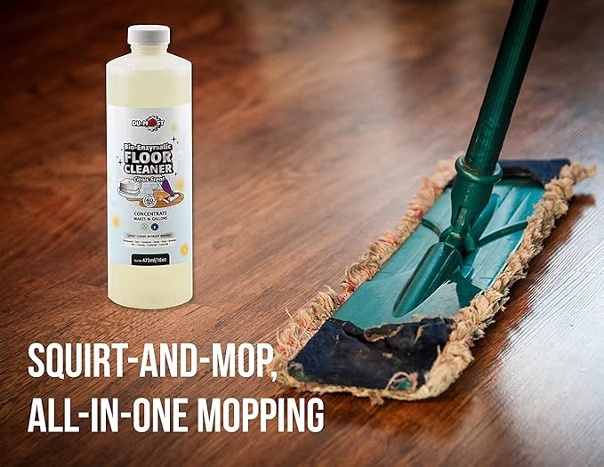DU-MOST Enzymatic Floor Cleaner Concentrate (1 Oz Makes 1 Gal), No, Streak, No Rinsing, Kids & Pets Safe, Hard Surface Floors, Citrus Scent, 16 Fl Oz