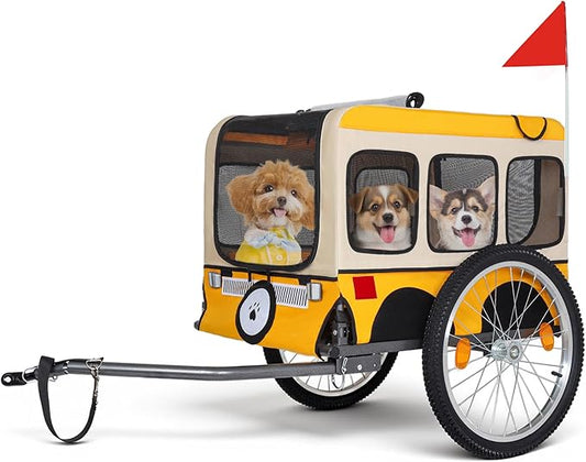Pet Bike Trailer for Dogs, 88LBS Capacity Dog Bicycle Trailer with 20" Pneumatic Rubber Wheels, Multi-Directional Ventilation, Waterproof Cover, Perfect for Cycling with Pets