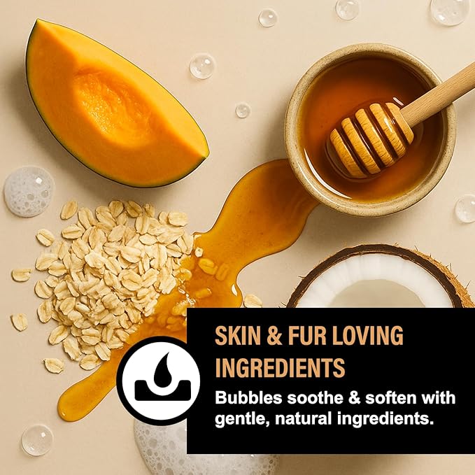 Dog Bubble Bath Shampoo Alternative – Smooth Amber Sandalwood Scent, Oatmeal & Honey Natural Pet Spa Soak, Gentle Puppy Wash, Dog Gift - 12 Baths (Amber Sandalwood)