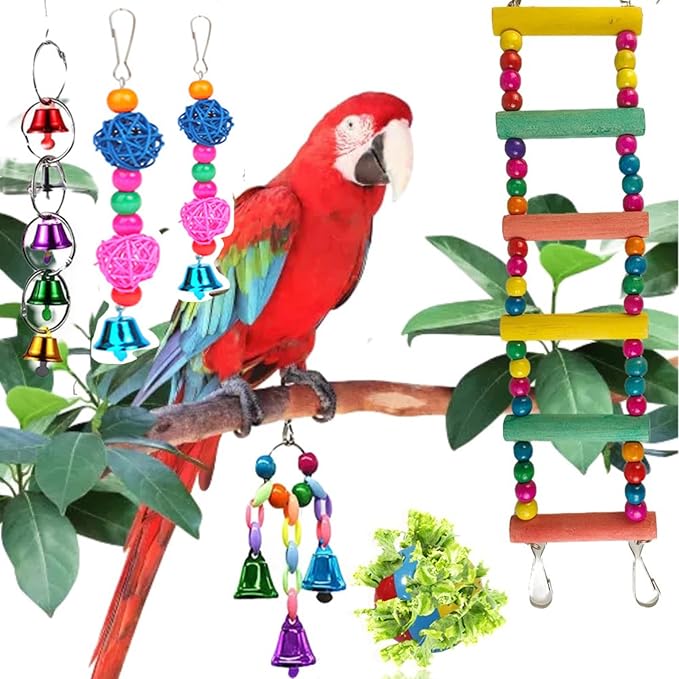 Bird Swing Standing Chewing Training Hanging Toy Hammock Climbing Ladder Drawbridge Birdie Perches Platform for Conure,Cockatiel,Mynah,Love Birds,Finches,Budgerigar,Pigeon