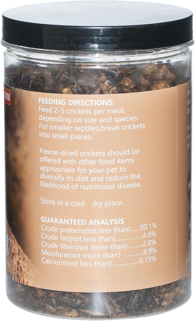 Freeze Dried Crickets – 4.5 Oz High Protein Freeze Dried Crickets, Food for Reptiles, Bearded Dragons, Lizards, Geckos, Birds, Fish,Hedgehogs, Bearded Dragon Food