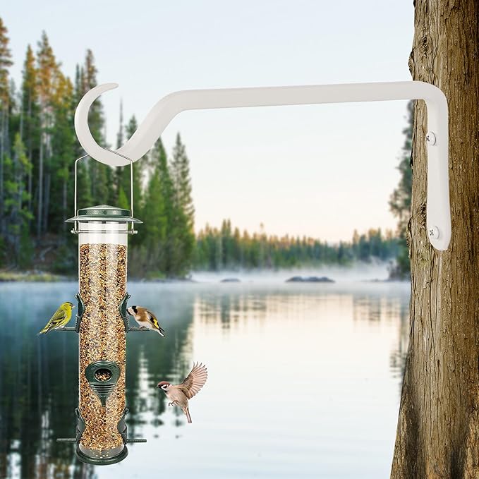 10" Plant Hangers 2-Pack - Heavy Duty Rust-Resistant Steel Hooks for Bird Feeders, Indoor/Outdoor Plants & Wall Decor, White