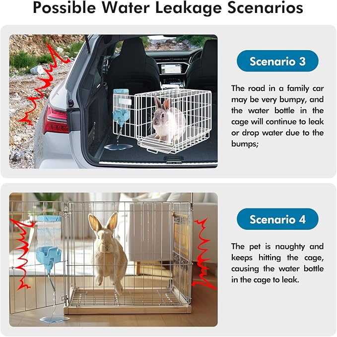 Vannon Small Animal Water Dispenser for Cage, 25oz Auto Feeding Crate Water Bottle for Rabbit, Chinchilla, Ferret, Guinea Pig, Squirrel, Hedgehog, Pet Nozzle Diameter: 10mm, BPA Free, Blue