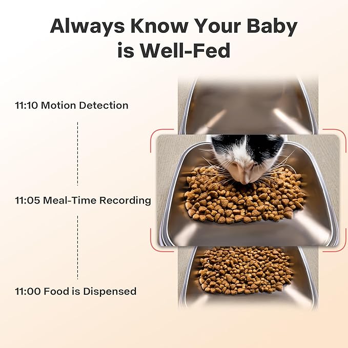 Automatic Cat Feeder with Camera, 5G WiFi Automatic Dog Feeder, 7L Cat Food Dispenser with Night Vision, 1-15 Meals, 1-99 Portions, 2-Way Audio, Jam Free, Ideal for Multiple Pets