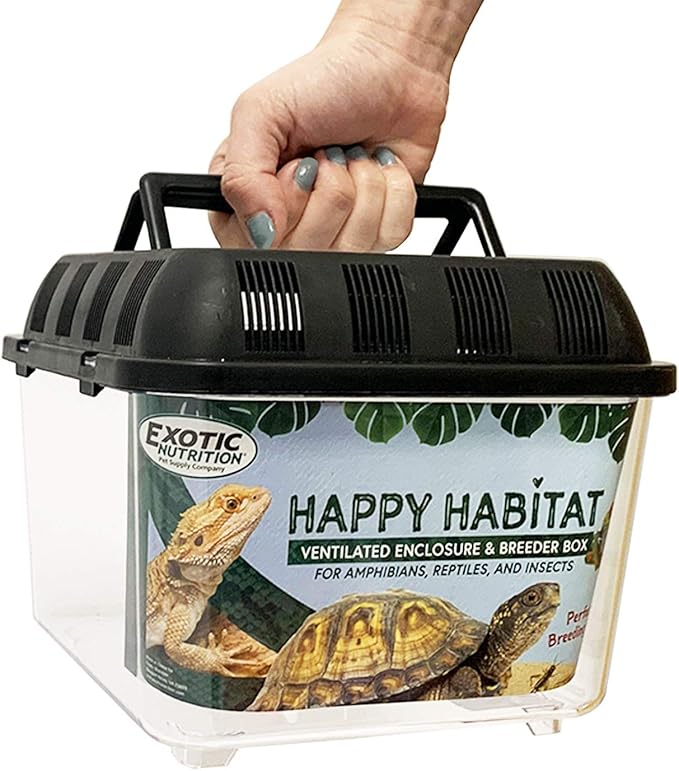Happy Habitat (Standard) - Ventilated Enclosure & Breeder Box - for Live Feeder Insects, Reptiles, Amphibians & Other Small Pets - Durable Plastic Portable Terrarium